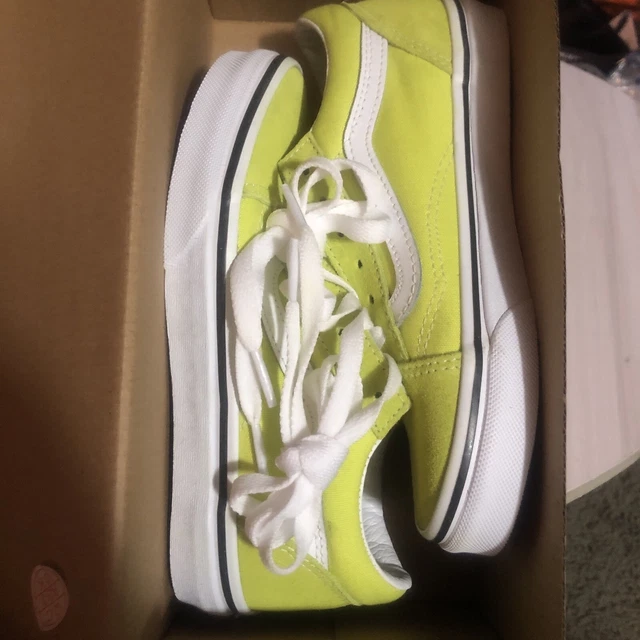 Vans Old Skool Skate Shoe. bright neon yellow green. youth size 1