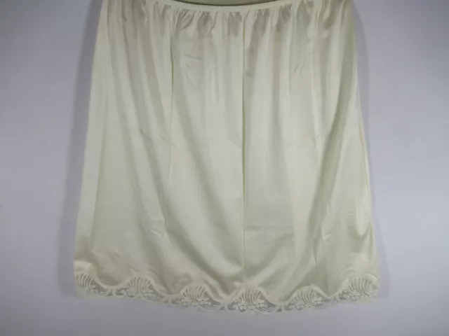 Vintage JCPenney Satin Skirt Slip Women PM Ivory Lace Nylon 21" Length