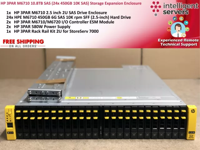 HPE 3PAR M6710 10.8TB SAS (24x 450GB 10K SAS) Storage Expansion Enclosure