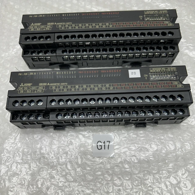 (2) MITSUBISHI INPUT / Output Unit Module Melsec AJ65SBTB1-32DT2 24VDC ...