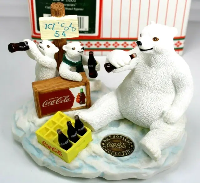 Coca Cola Heritage Collection Cubs At Coke Stand Figurine 1996 Polar Bears New