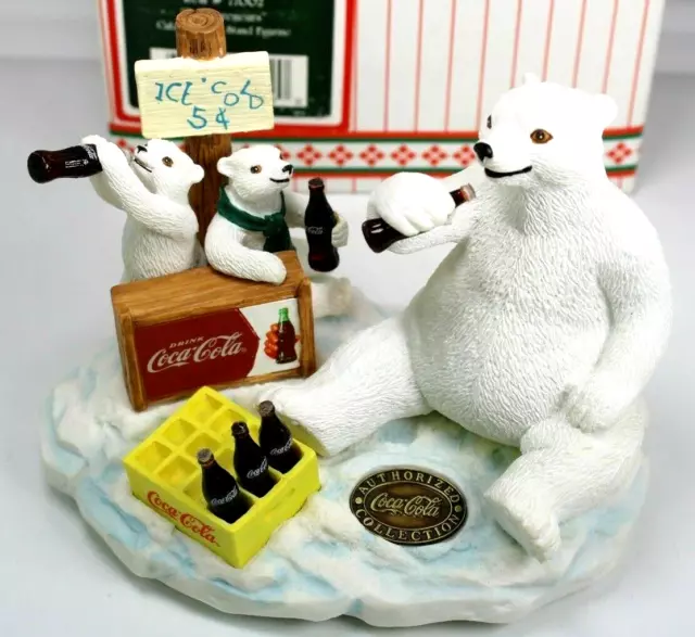 Coca Cola Heritage Collection Cubs At Coke Stand Figurine 1996 Polar Bears New