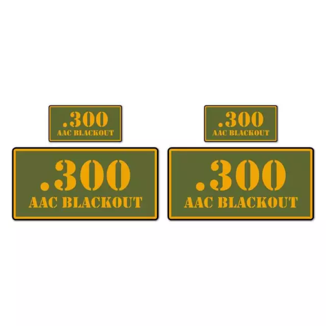 .300 AAC Blackout Ammo Set, Vinyl Decal Sticker, 2@ 1"x2" & 2@ 2"x4", #8374