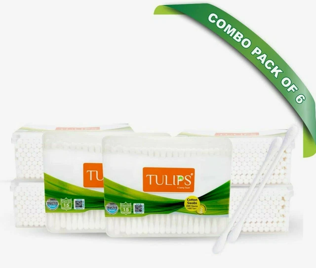 Tulips Oreille Buds / Gaze 100% Pur & Doux Coton (Paquet De 6) 100 Bâton / 200