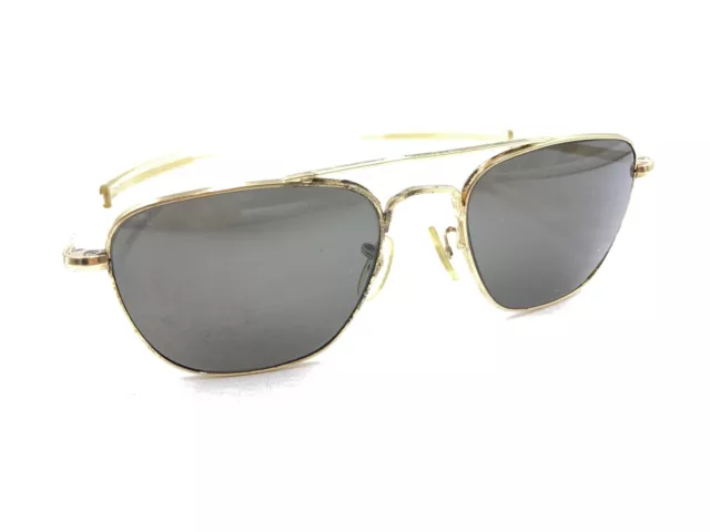 General Optical Vintage Gold Aviator Sunglasses Gray Lens 140 USA Men Women