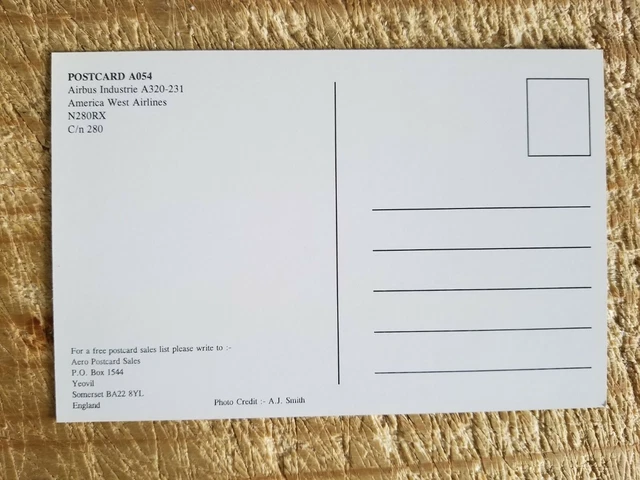 America West Airlines Airbus A320-231.Vtg Aircraft Postcard*P51 2