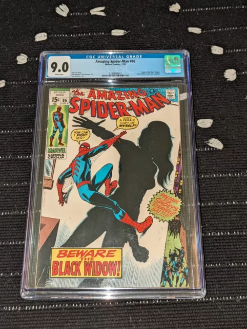 Amazing Spider-Man #86 CGC 9.0 1970 Origin of the Black Widow and new costume 🔑