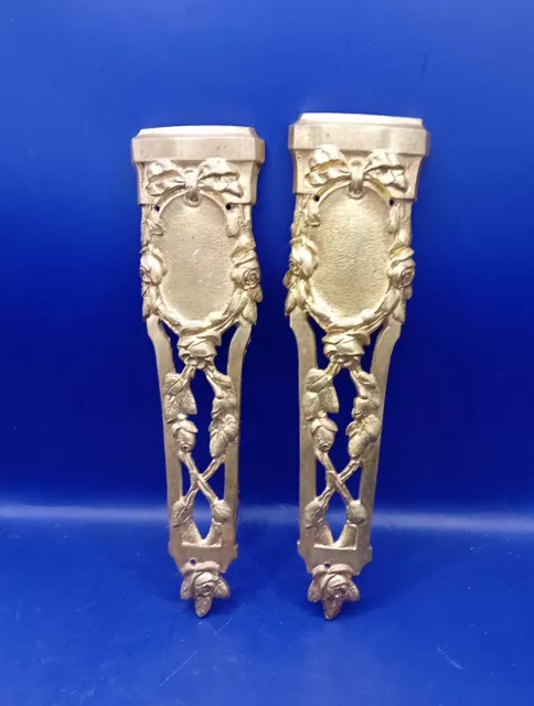 2 Antique Cast Brass Furniture Table Leg Decoration Element Finishers