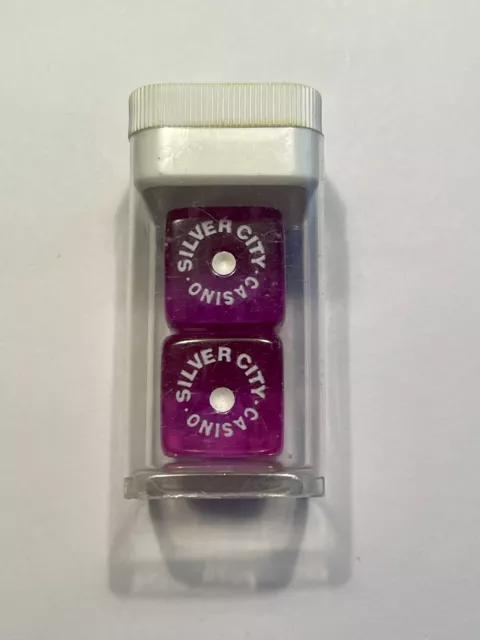 2 Authentic Silver City Casino Las Vegas Dice in Display Box, Rare Unique Color!