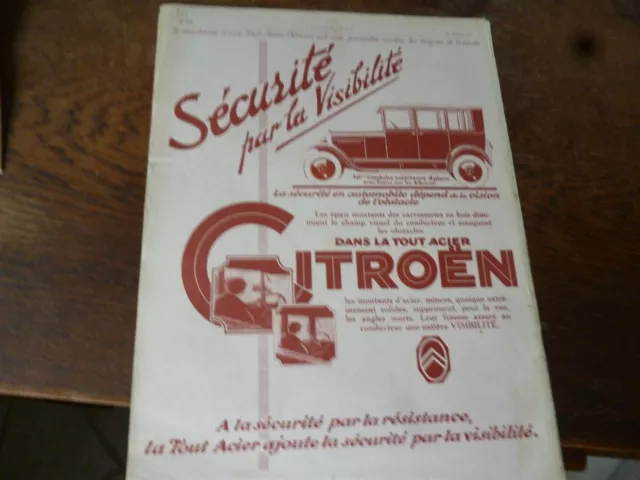 CITROEN tout acier 10 CV conduite int 139 publicité papier l'ILLUSTRATION 1926
