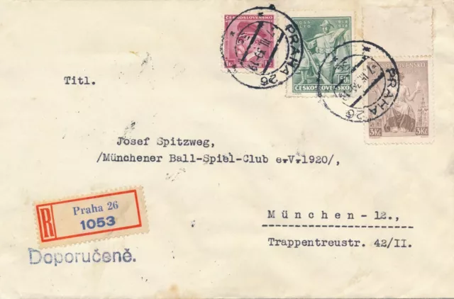 Lettre Air Mail Timbres Tchèque - Munich Stamp Football Pansement 1939