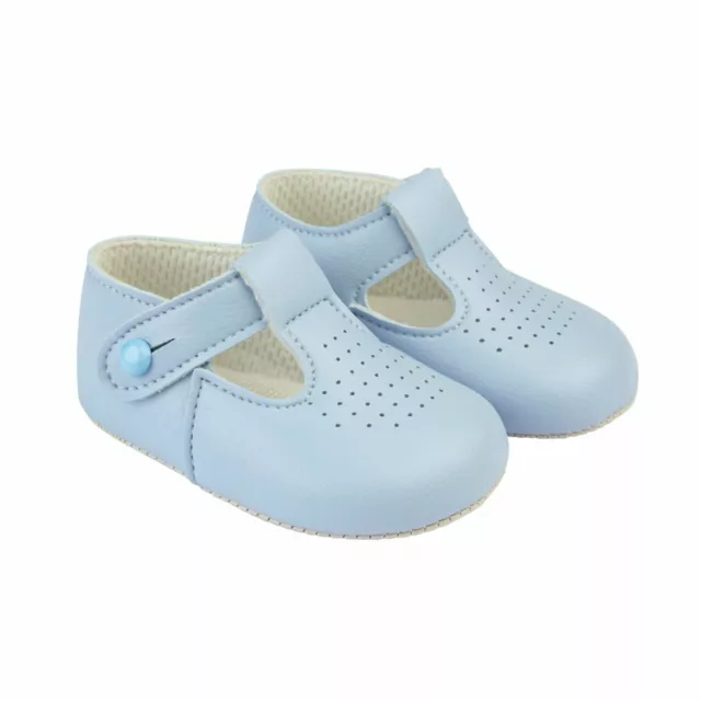 Jungen/Mädchen T-Bar Pre-Walker weiche Sohle Babywagen Schuhe blau/Weiß/Grau/Beige/Marineblau 2