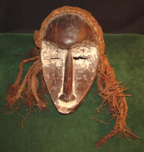 Vintgte African Mask Kuba, Dan ? Very Dense Wood 19th Early 20th Century