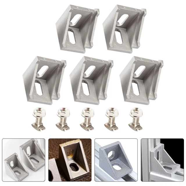 5 piezas Soporte de metal tamaño esquina fijo conector de perfil de aluminio estante pesado