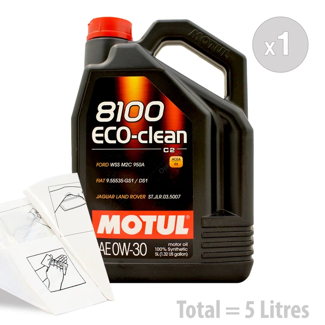 CAR ENGINE OIL Service Kit / Pack 5 LITRES Motul 8100 EcoClean 0w30
