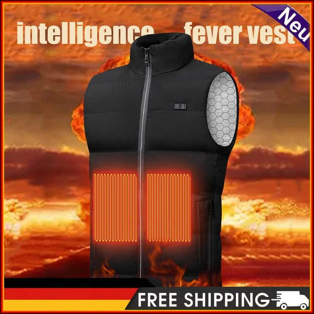 15 Plazas Chaleco Calefacción 3 Gear Calefacción Ropa Térmica Chaleco de Invierno (Negro XL)