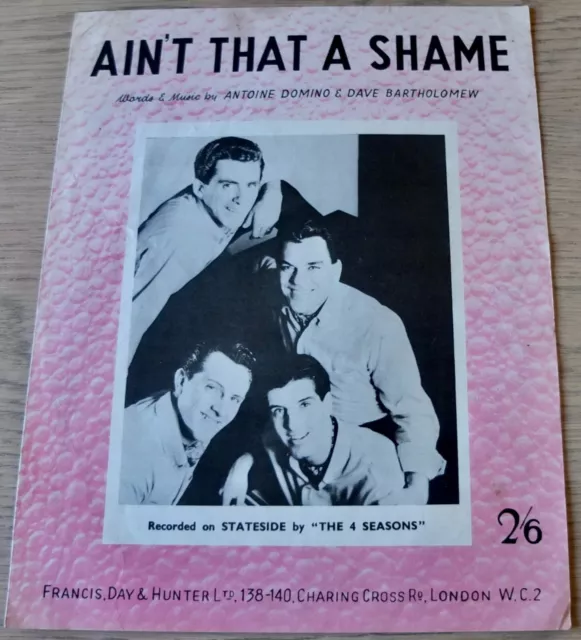 The 4 Saisons Ain'T That Un Shame Feuille Musique (1963) Pop Angleterre Fats