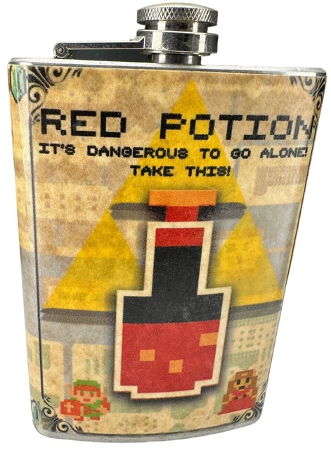 Legend of Zelda Stainless Flask RED POTION IT'S DANGEROUS TO GO ALONE TAKE THIS!