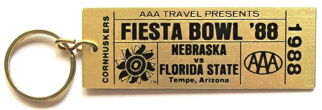 1988 FIESTA BOWL football NEBRASKA, FLORIDA ST. - Brass replica TICKET Key ring 1988 FIESTA BOWL football NEBRASKA, FLORIDA ST. - Brass replica TICKET Key ring