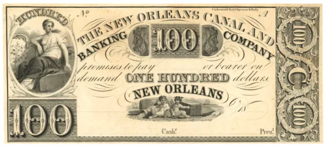 18XX New Orleans Canal & Banking Company, Louisiana $100 Obsolete Note (59614)