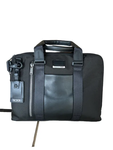 Tumi Alpha Bravo Aviano Slim Brief Nylon & Leather Bag Black 103314 1041 232390