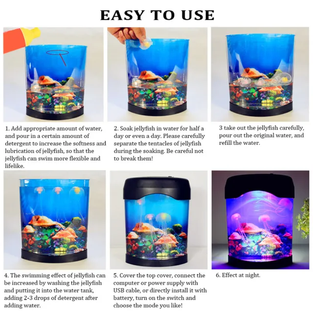 Jellyfish Lamp Mood Mini Aquarium Hotel USB Connection Fish Tank
