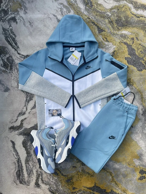 white blue nike tech