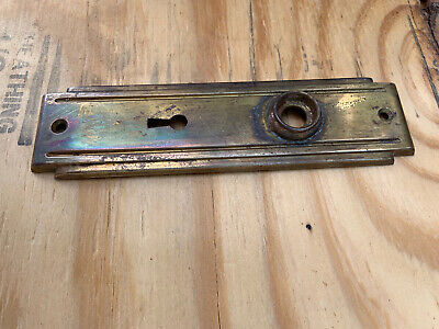 Vintage Metal Art Deco Door Knob Skeleton Key Hole Back Plate Restore 2
