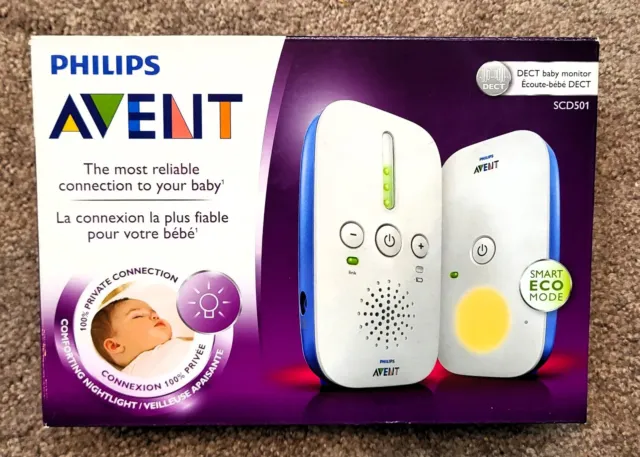 NEW ~ PHILIPS AVENT Audio Baby Monitor with Nightlight ~ DECT ~ SCD501/10