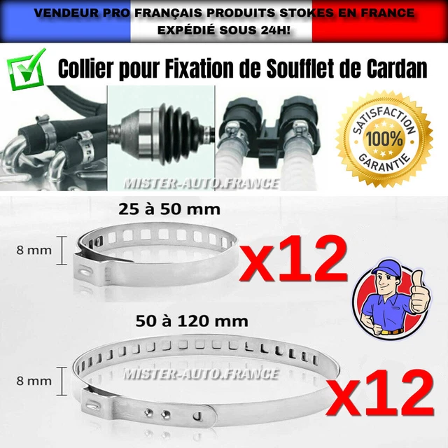 10 Colliers De Serrage Pour Soufflet Cardan - Acier Inoxydable, 5 Petites (20-50mm) Et 5 Grandes (50-120mm)