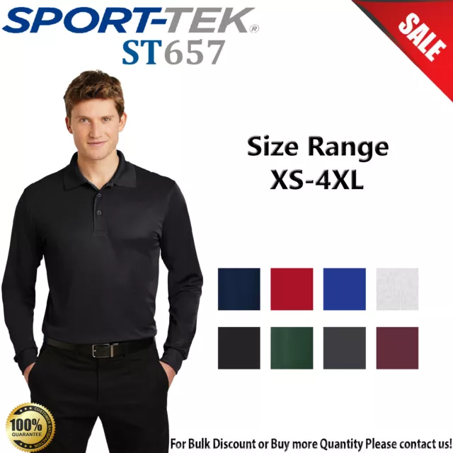 Sport-Tek ST657 Mens Long Sleeve Micropique Sport-Wick Stylish Polo Shirt