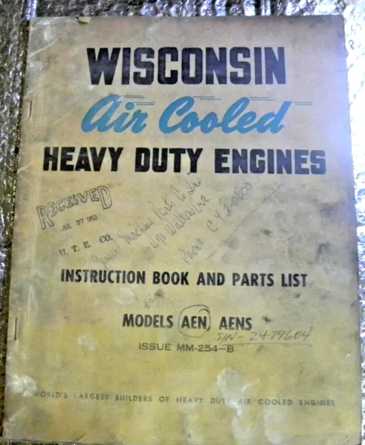 Wisconsin Air Cooled Heavy Duty Engines AEN AENS Instruction Manual & Parts List