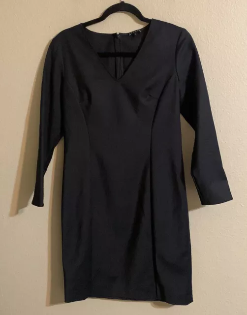 Theory black v-neck long sleeve sheath dress 10