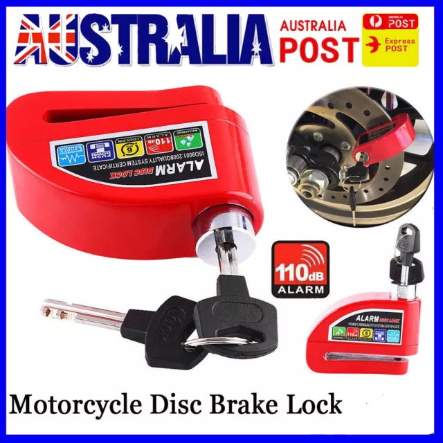 Motorcycle Alarm Disc Lock Brake Security Disk Rotor Dirt Bike Bicycle Red