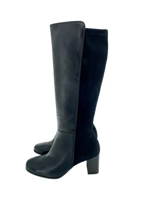 Paul Green Belmont Leather Knee High Black Boots Stretch Sz 7.5 NEW $499 SH02