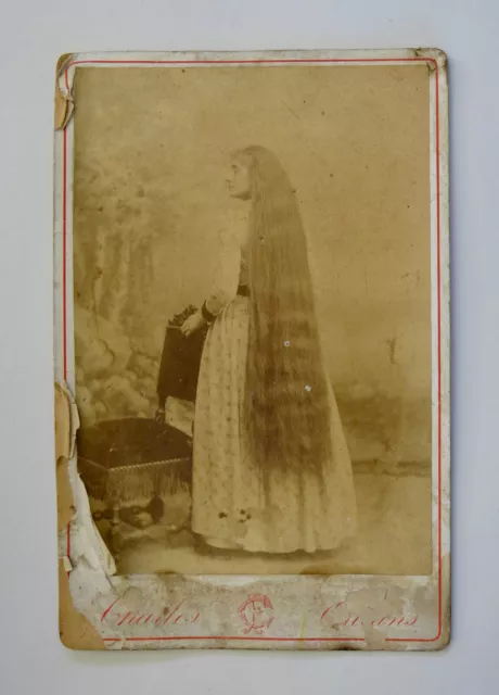 LONG HAIR, photographie ancienne jeune femme cheveux très longs, CHARLES ORLEANS