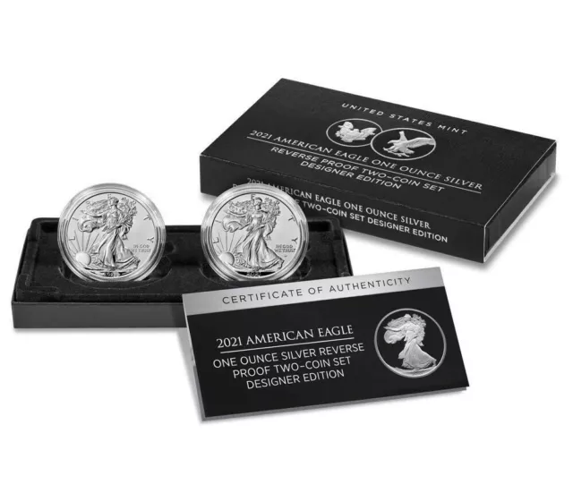 American Eagle 2021 One Ounce Silver Reverse Proof Two-Coin Set Designer Edition