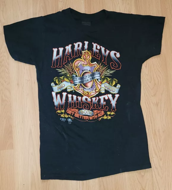 1988 3D Emblem Harley Davidson / Whiskey Vancover Ladies T Shirt