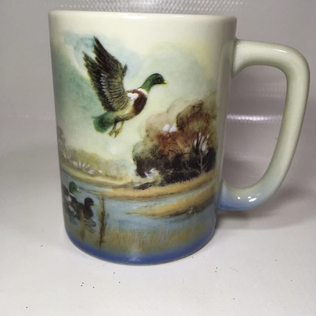 Vintage Otagiri Coffee Tea Mug - Mallard Ducks Trees Lake - Japan