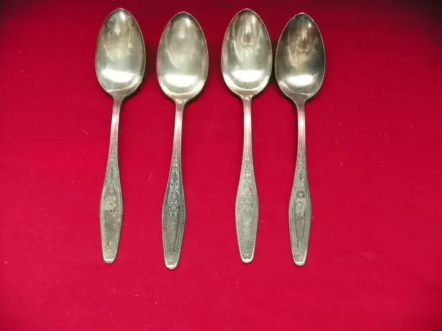 Set Of 4  National Silver Co. " Twenty" Silver Plate Ovalsoup Spoons     Box 58