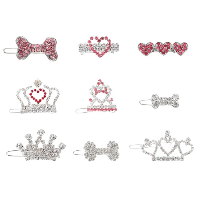 Tocado para mascotas Barretas de estrás Corona Clip para el cabello Disfraz Joyería Estrás