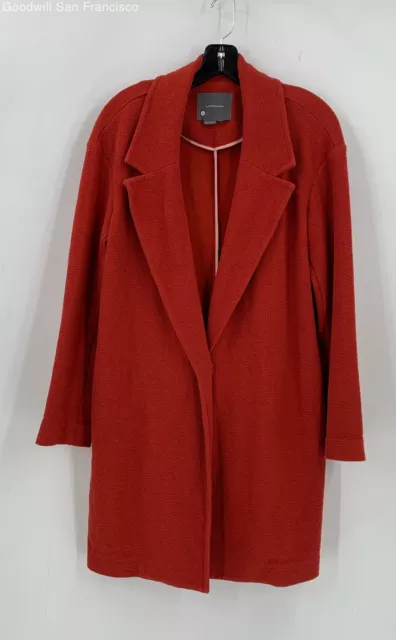 Anthropologie Womens Red Cotton Blend Pockets Long Sleeve Overcoat Size Small