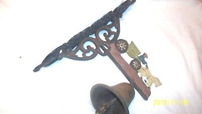 cast iron VTG hanging door bell horse draw carridge heavy old some rusty classic
