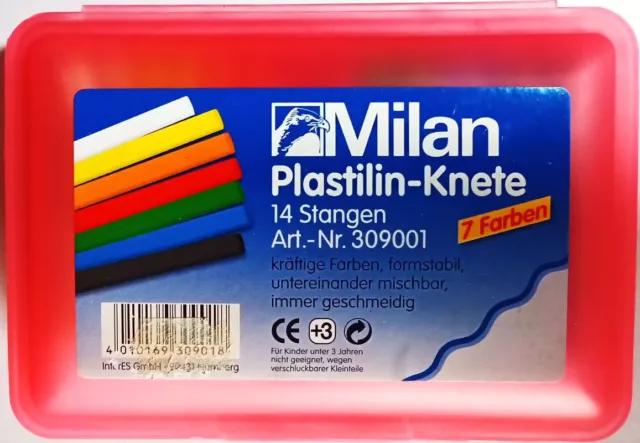 Plastilin Knete Milan 14-er-Set 7 Farben Kräftige Farben Formstabil Schulbox Rot