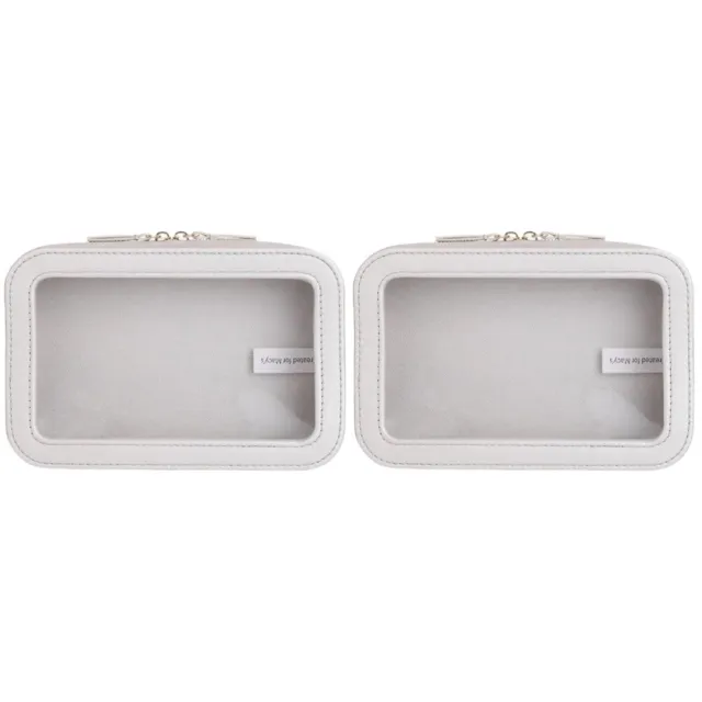 2 PC Transparent Makeup Bag Shaving Kit Storage Toiletry Women Miss Travel Pu