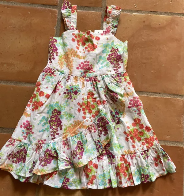 Janie and Jack NWT Floral Ruffles Lined Cotton Dress Girls Size 6 New with Tags