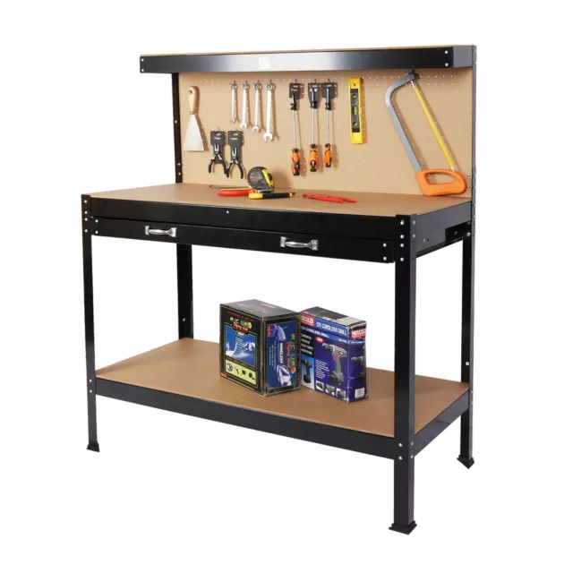 Work Bench With Light PowerStrip Table Reloading Machine Shop Garage Hobby  Steel