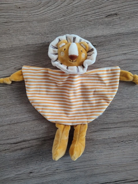 DOUDOU PLAT Lion Orange Rayure TOM ET & KIDDY Bisous d'ange
