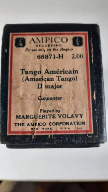 Vintage Ampico Piano Roll American Tango 66871-H Marguerte Volavy