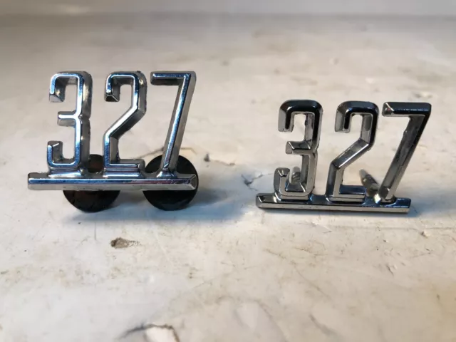 Used Gm 3865834 1965-67 Chevrolet  Chevelle Nova Impala 327 Fender Emblem +Pair+